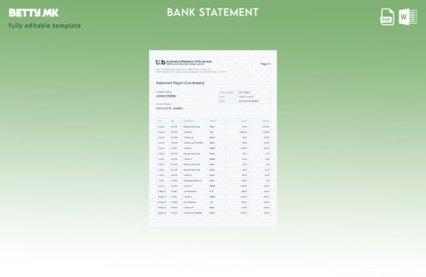 модерен стил Тајланд TMBThanchart шаблон за зборови за извод од банка